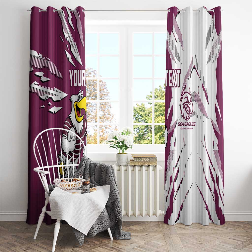 Personalized Manly Warringah Sea Eagles Window Curtain Dynamic Lightning Mascot Rugby Australia