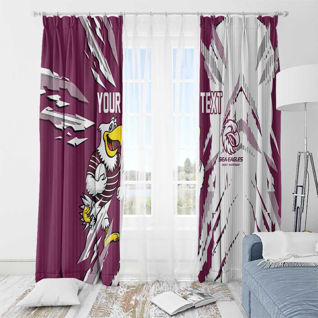 Personalized Manly Warringah Sea Eagles Window Curtain Dynamic Lightning Mascot Rugby Australia