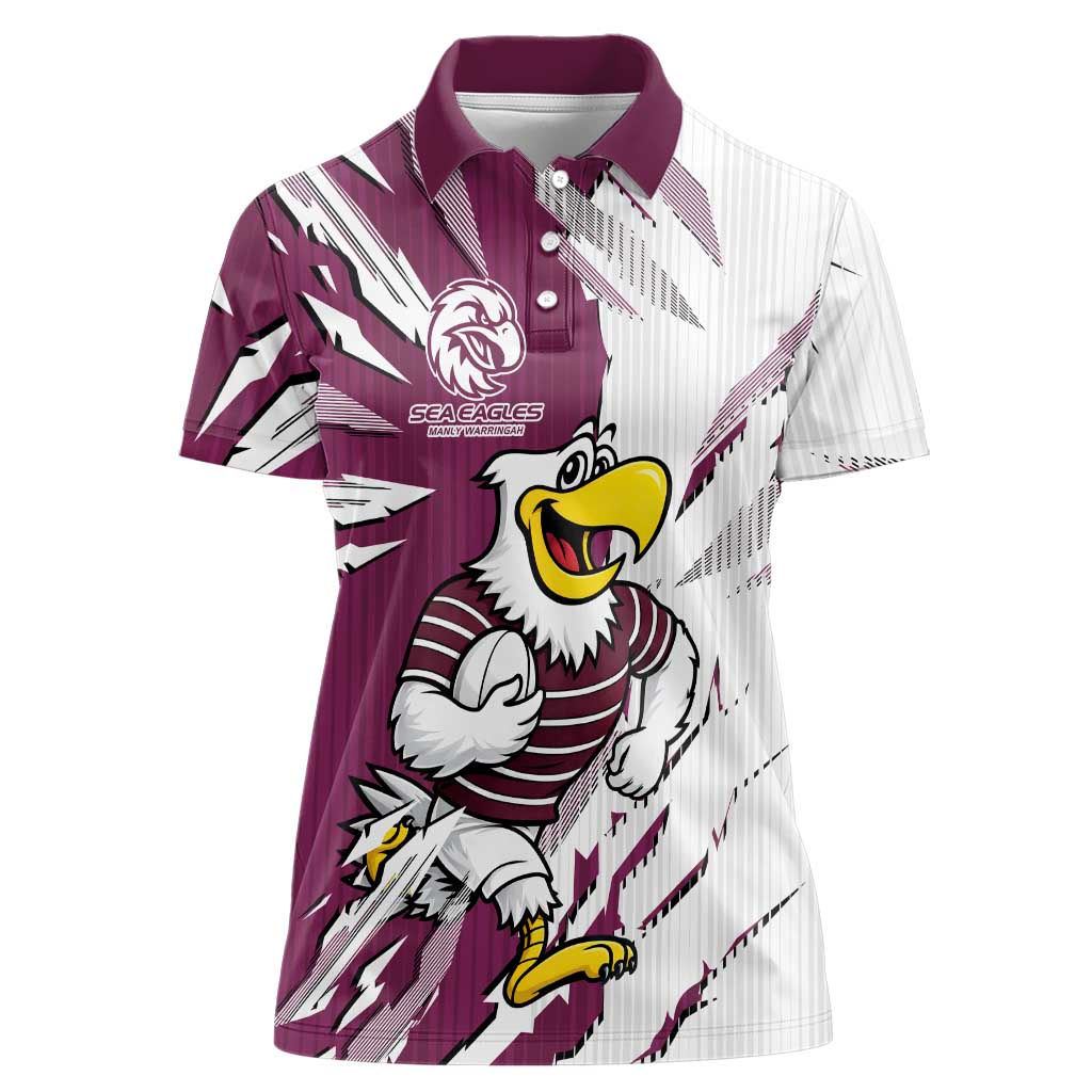 Personalized Manly Warringah Sea Eagles Women Polo Shirt Dynamic Lightning Mascot Rugby Australia