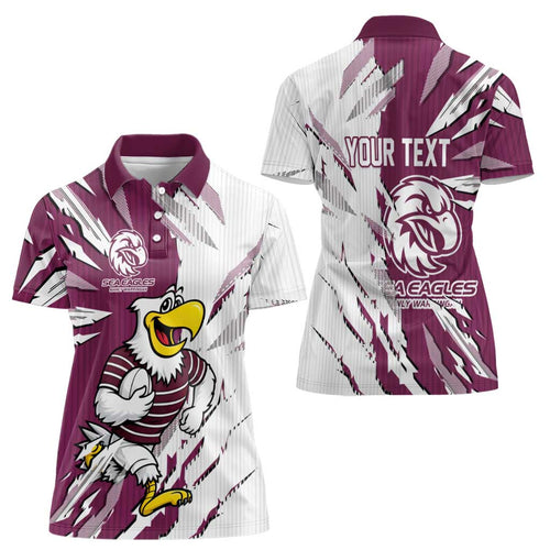 Personalized Manly Warringah Sea Eagles Women Polo Shirt Dynamic Lightning Mascot Rugby Australia