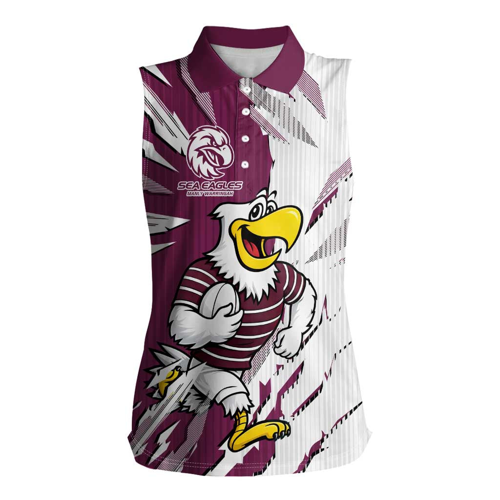 Personalized Manly Warringah Sea Eagles Women Sleeveless Polo Shirt Dynamic Lightning Mascot Rugby Australia