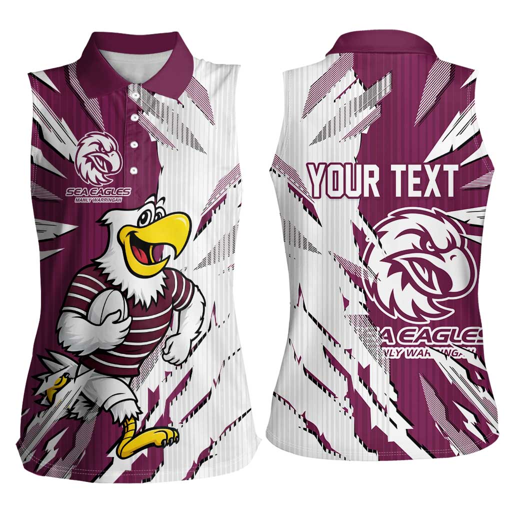 Personalized Manly Warringah Sea Eagles Women Sleeveless Polo Shirt Dynamic Lightning Mascot Rugby Australia
