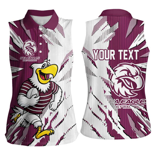 Personalized Manly Warringah Sea Eagles Women Sleeveless Polo Shirt Dynamic Lightning Mascot Rugby Australia