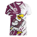 Personalized Manly Warringah Sea Eagles Women V-Neck T-Shirt Dynamic Lightning Mascot Rugby Australia