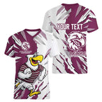 Personalized Manly Warringah Sea Eagles Women V-Neck T-Shirt Dynamic Lightning Mascot Rugby Australia