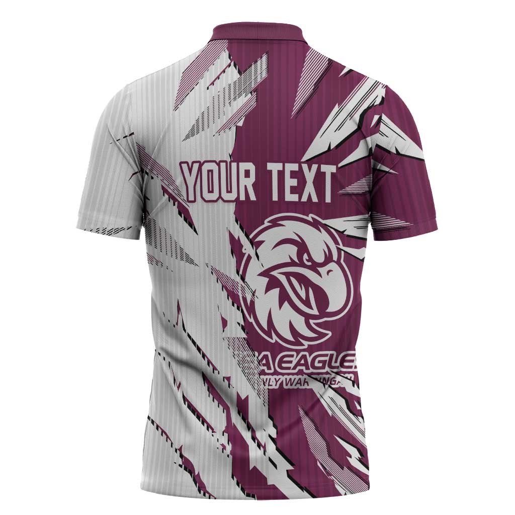 Personalized Manly Warringah Sea Eagles Zipper Polo Shirt Dynamic Lightning Mascot Rugby Australia