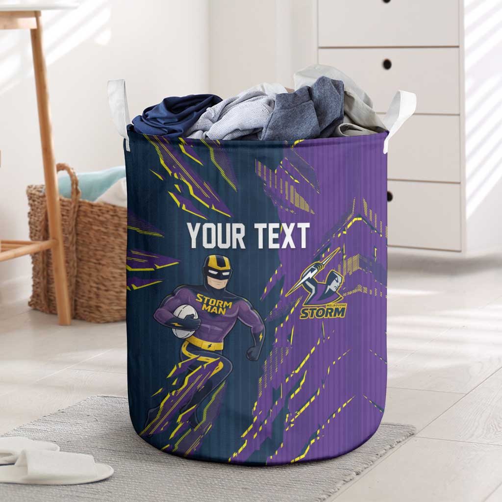 Personalized Melbourne Storm Laundry Basket Dynamic Lightning Mascot Rugby Australia