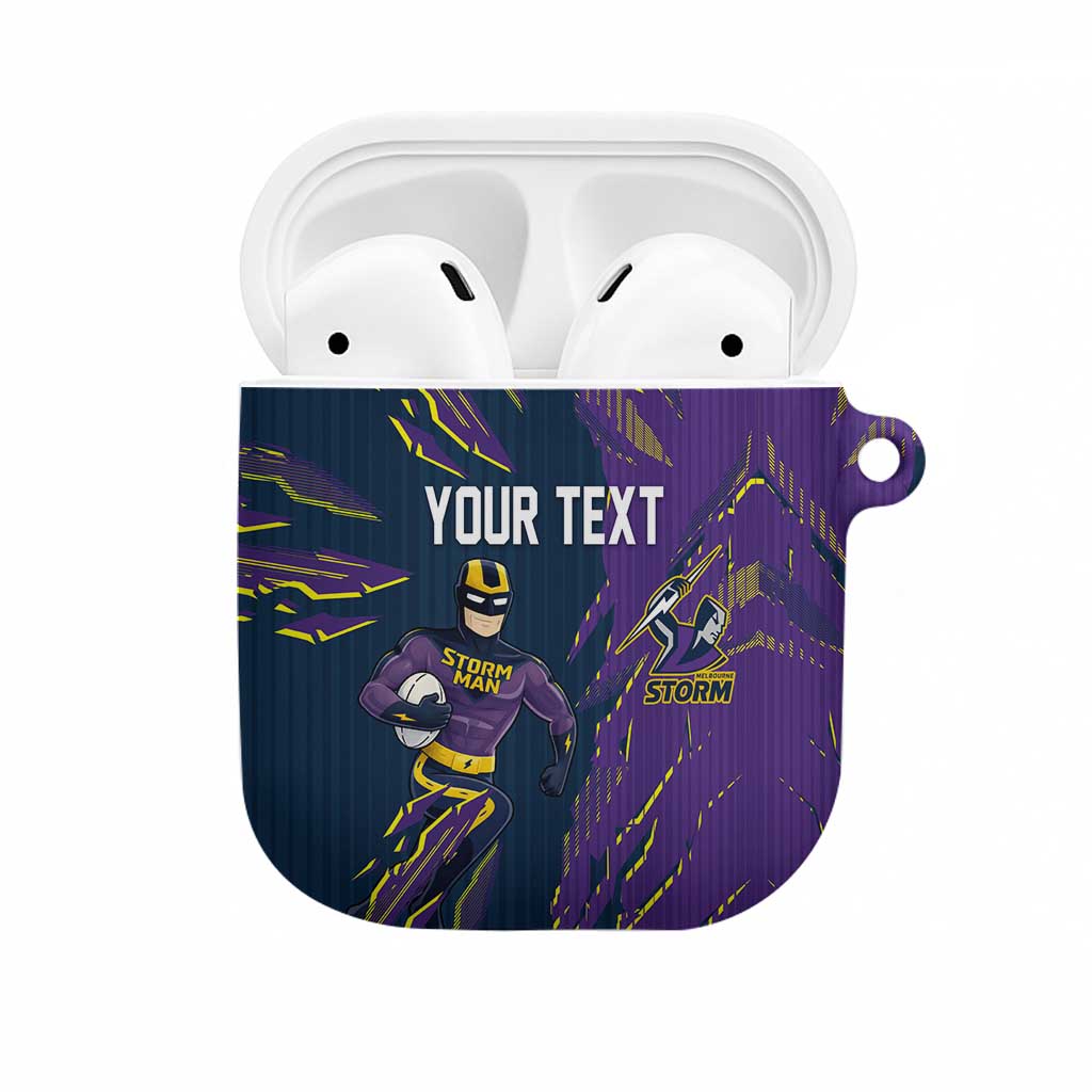Personalized Melbourne Storm AirPods Case Dynamic Lightning Mascot Rugby Australia