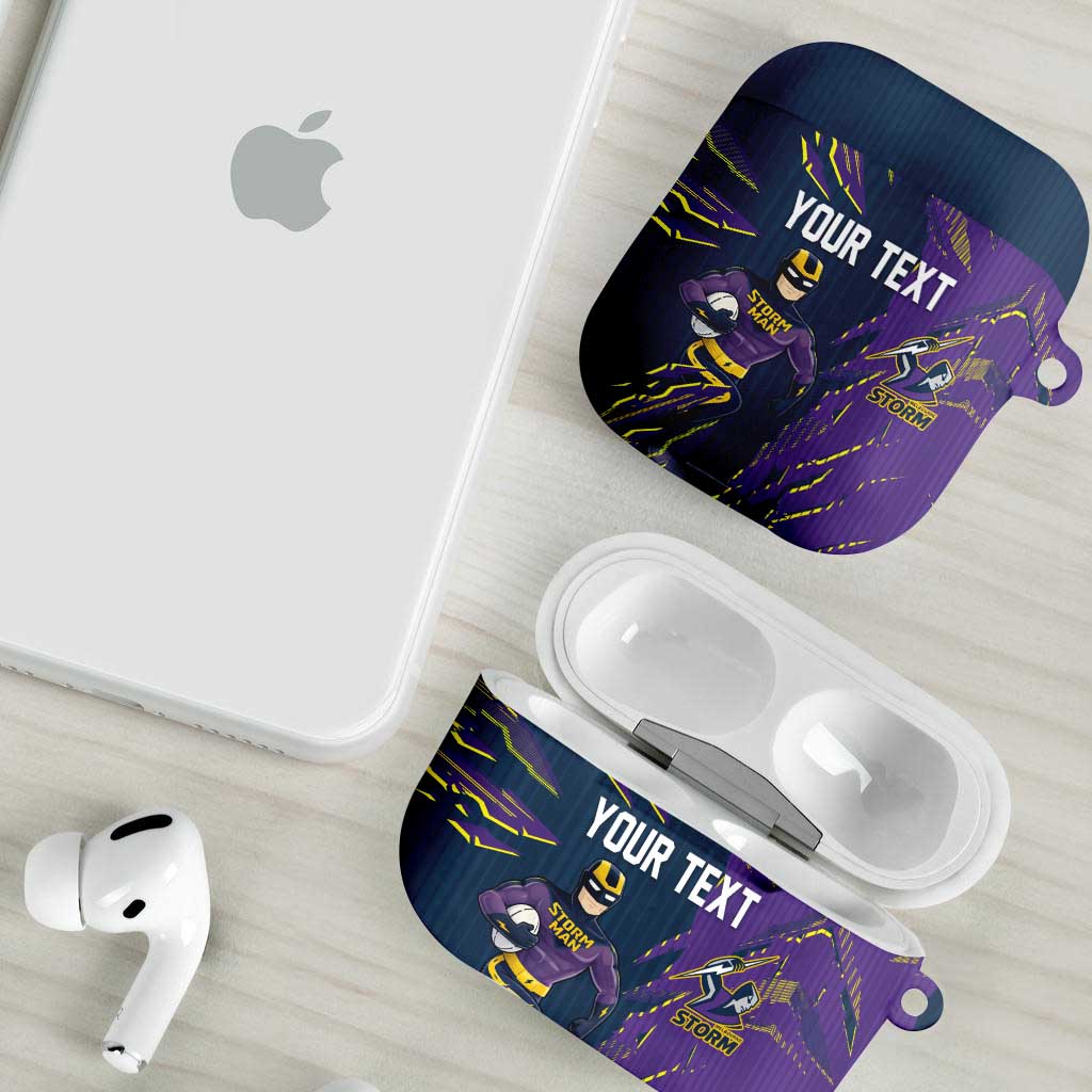 Personalized Melbourne Storm AirPods Case Dynamic Lightning Mascot Rugby Australia