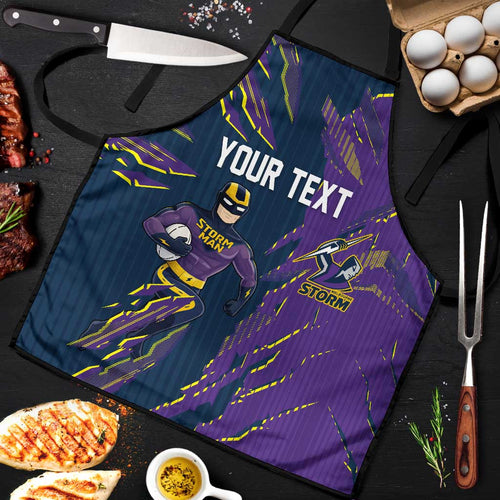Personalized Melbourne Storm Apron Dynamic Lightning Mascot Rugby Australia