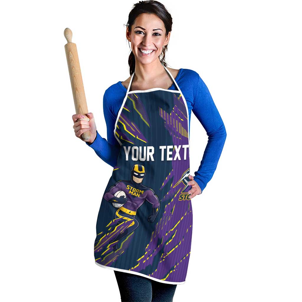 Personalized Melbourne Storm Apron Dynamic Lightning Mascot Rugby Australia