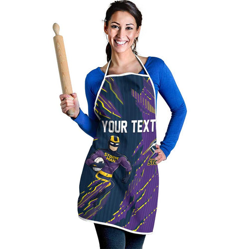 Personalized Melbourne Storm Apron Dynamic Lightning Mascot Rugby Australia