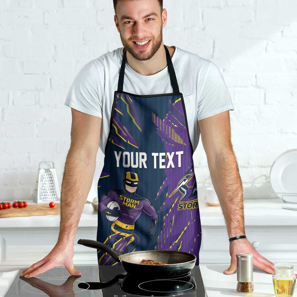 Personalized Melbourne Storm Apron Dynamic Lightning Mascot Rugby Australia