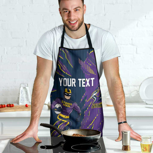 Personalized Melbourne Storm Apron Dynamic Lightning Mascot Rugby Australia