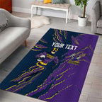 Personalized Melbourne Storm Area Rug Dynamic Lightning Mascot Rugby Australia