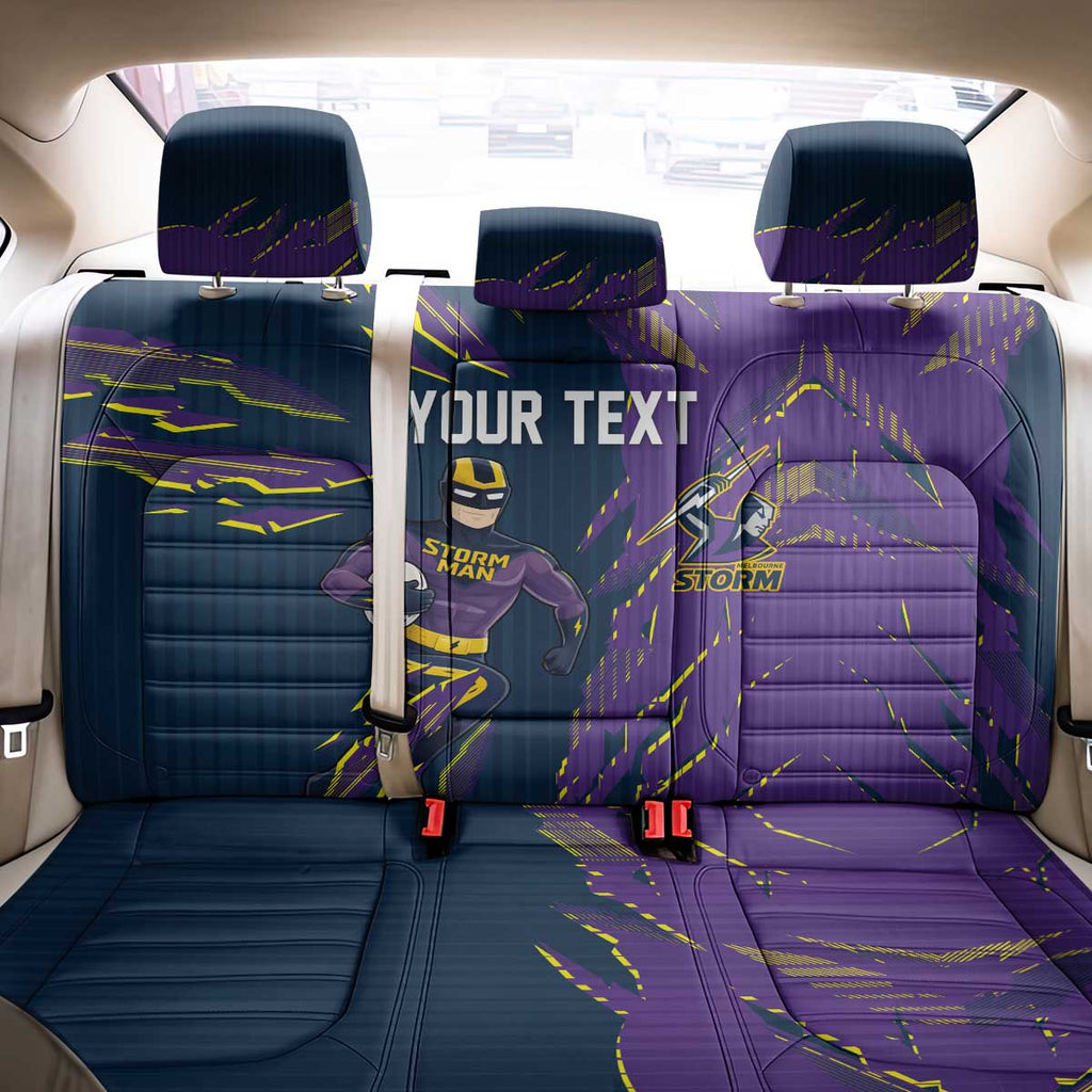Personalized Melbourne Storm Back Car Seat Cover Dynamic Lightning Mascot Rugby Australia