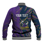 Personalized Melbourne Storm Baseball Jacket Dynamic Lightning Mascot Rugby Australia
