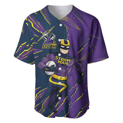 Personalized Melbourne Storm Baseball Jersey Dynamic Lightning Mascot Rugby Australia