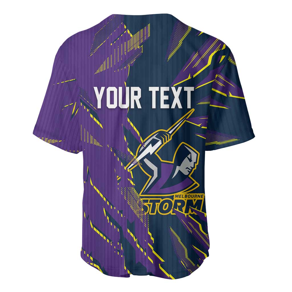 Personalized Melbourne Storm Baseball Jersey Dynamic Lightning Mascot Rugby Australia