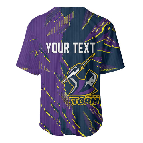 Personalized Melbourne Storm Baseball Jersey Dynamic Lightning Mascot Rugby Australia