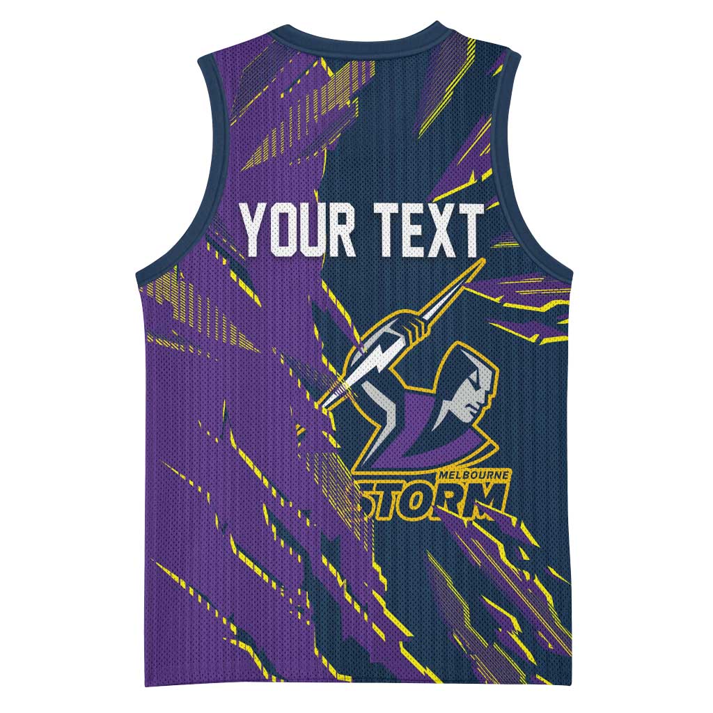 Personalized Melbourne Storm Basketball Jersey Dynamic Lightning Mascot Rugby Australia