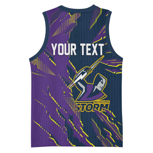Personalized Melbourne Storm Basketball Jersey Dynamic Lightning Mascot Rugby Australia