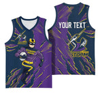 Personalized Melbourne Storm Basketball Jersey Dynamic Lightning Mascot Rugby Australia