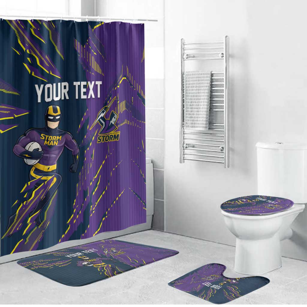 Personalized Melbourne Storm Bathroom Set Dynamic Lightning Mascot Rugby Australia