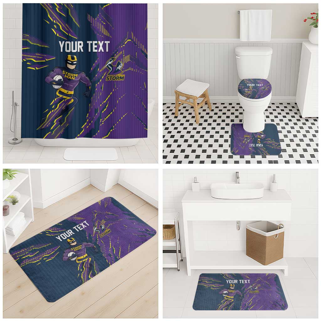 Personalized Melbourne Storm Bathroom Set Dynamic Lightning Mascot Rugby Australia