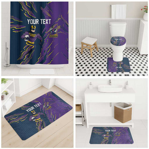 Personalized Melbourne Storm Bathroom Set Dynamic Lightning Mascot Rugby Australia