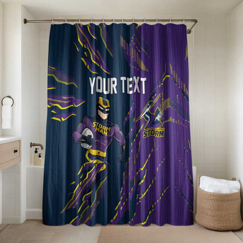 Personalized Melbourne Storm Bathroom Set Dynamic Lightning Mascot Rugby Australia