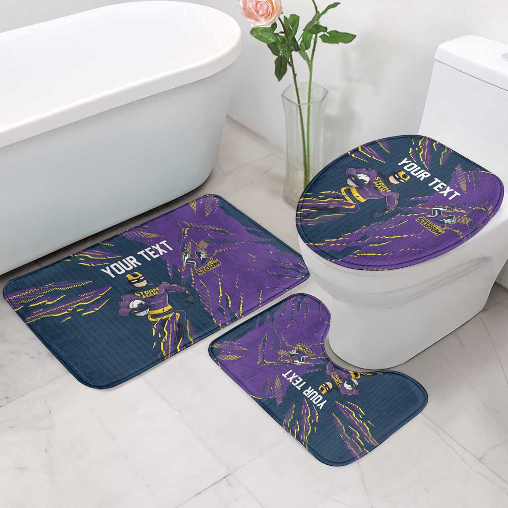 Personalized Melbourne Storm Bathroom Set Dynamic Lightning Mascot Rugby Australia