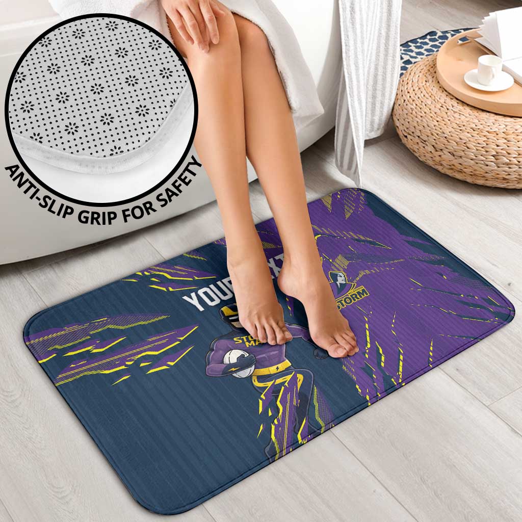 Personalized Melbourne Storm Bathroom Set Dynamic Lightning Mascot Rugby Australia