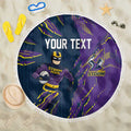 Personalized Melbourne Storm Beach Blanket Dynamic Lightning Mascot Rugby Australia