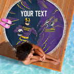 Personalized Melbourne Storm Beach Blanket Dynamic Lightning Mascot Rugby Australia