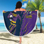 Personalized Melbourne Storm Beach Blanket Dynamic Lightning Mascot Rugby Australia