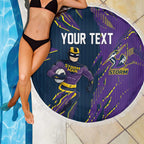 Personalized Melbourne Storm Beach Blanket Dynamic Lightning Mascot Rugby Australia