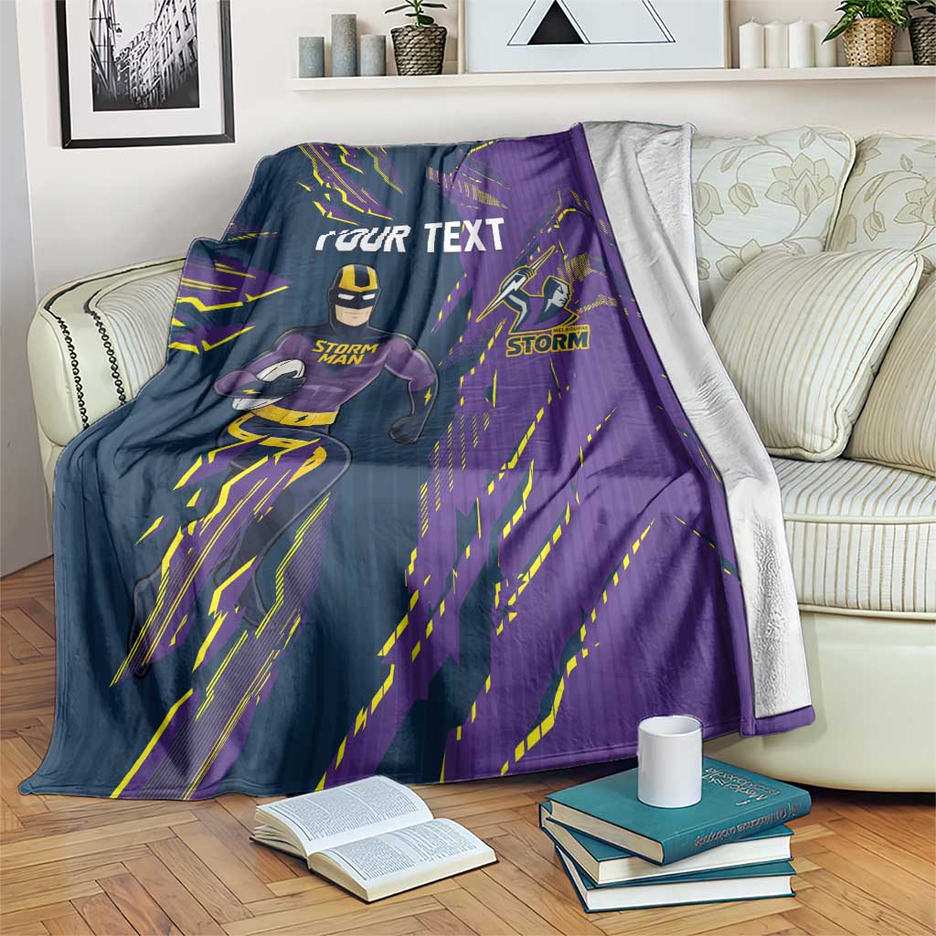 Personalized Melbourne Storm Blanket Dynamic Lightning Mascot Rugby Australia