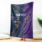 Personalized Melbourne Storm Blanket Dynamic Lightning Mascot Rugby Australia
