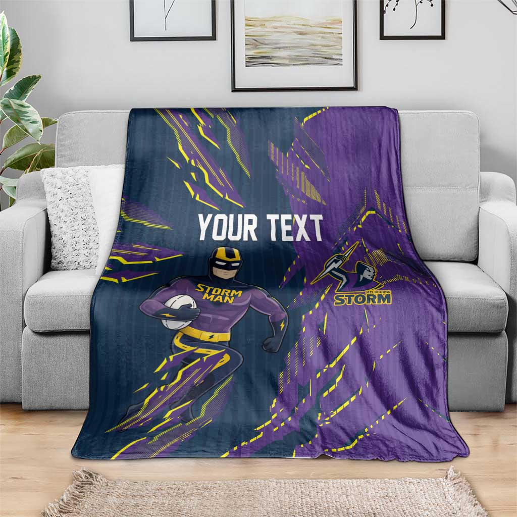 Personalized Melbourne Storm Blanket Dynamic Lightning Mascot Rugby Australia