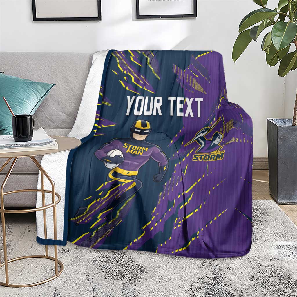 Personalized Melbourne Storm Blanket Dynamic Lightning Mascot Rugby Australia