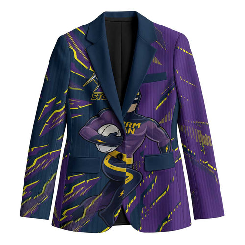 Personalized Melbourne Storm Blazer Dynamic Lightning Mascot Rugby Australia