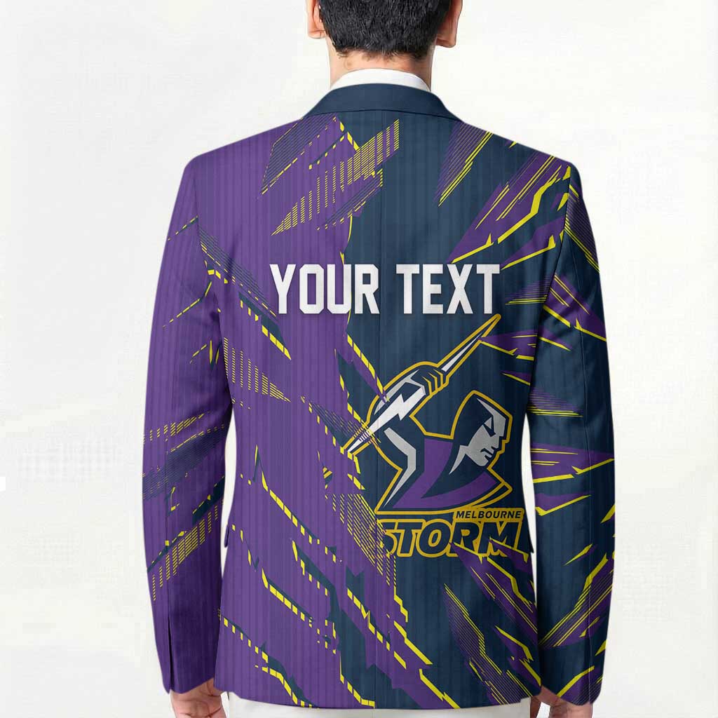 Personalized Melbourne Storm Blazer Dynamic Lightning Mascot Rugby Australia