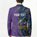Personalized Melbourne Storm Blazer Dynamic Lightning Mascot Rugby Australia