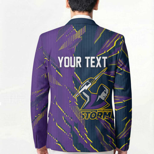 Personalized Melbourne Storm Blazer Dynamic Lightning Mascot Rugby Australia