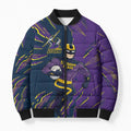Personalized Melbourne Storm Bomber Puffer Jacket Dynamic Lightning Mascot Rugby Australia