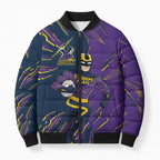 Personalized Melbourne Storm Bomber Puffer Jacket Dynamic Lightning Mascot Rugby Australia