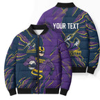 Personalized Melbourne Storm Bomber Puffer Jacket Dynamic Lightning Mascot Rugby Australia