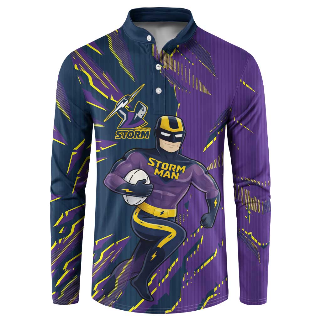 Personalized Melbourne Storm Button Sweatshirt Dynamic Lightning Mascot Rugby Australia