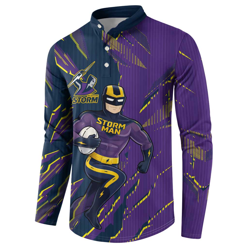 Personalized Melbourne Storm Button Sweatshirt Dynamic Lightning Mascot Rugby Australia